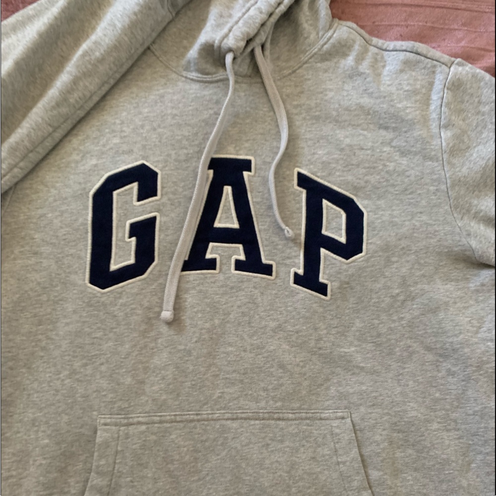 GAP grey hoodie blue writing